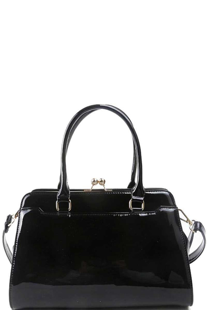 MARIELA Glossy Satchel With Long Strap