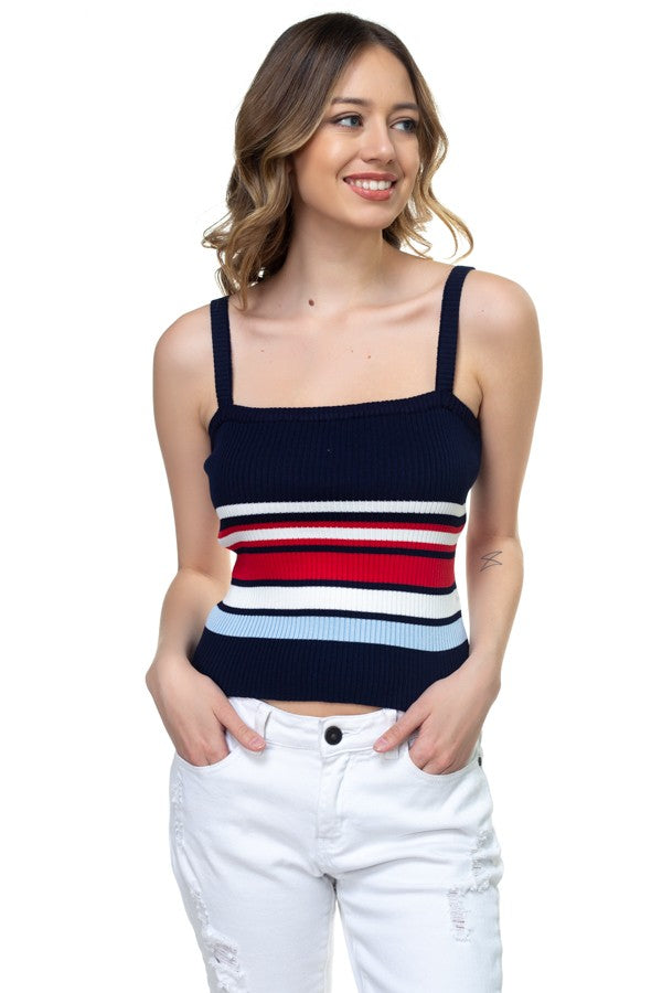LEILA Stripe Sweater Cropped Top