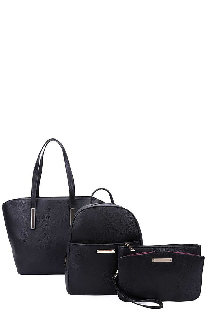 3in1 Modern Shopper Backpack And Clutch Set