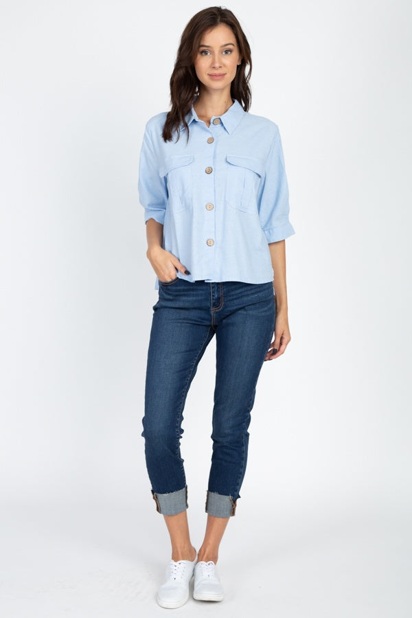 High Low Button Front Shirt