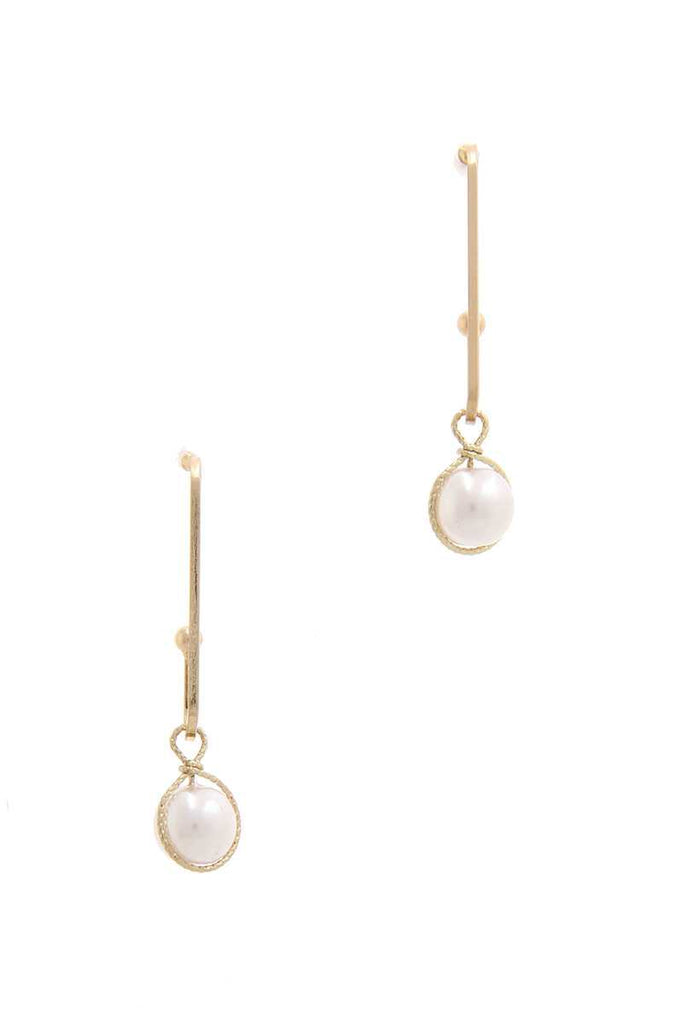 Wire Wrapped Pearl Drop Earring