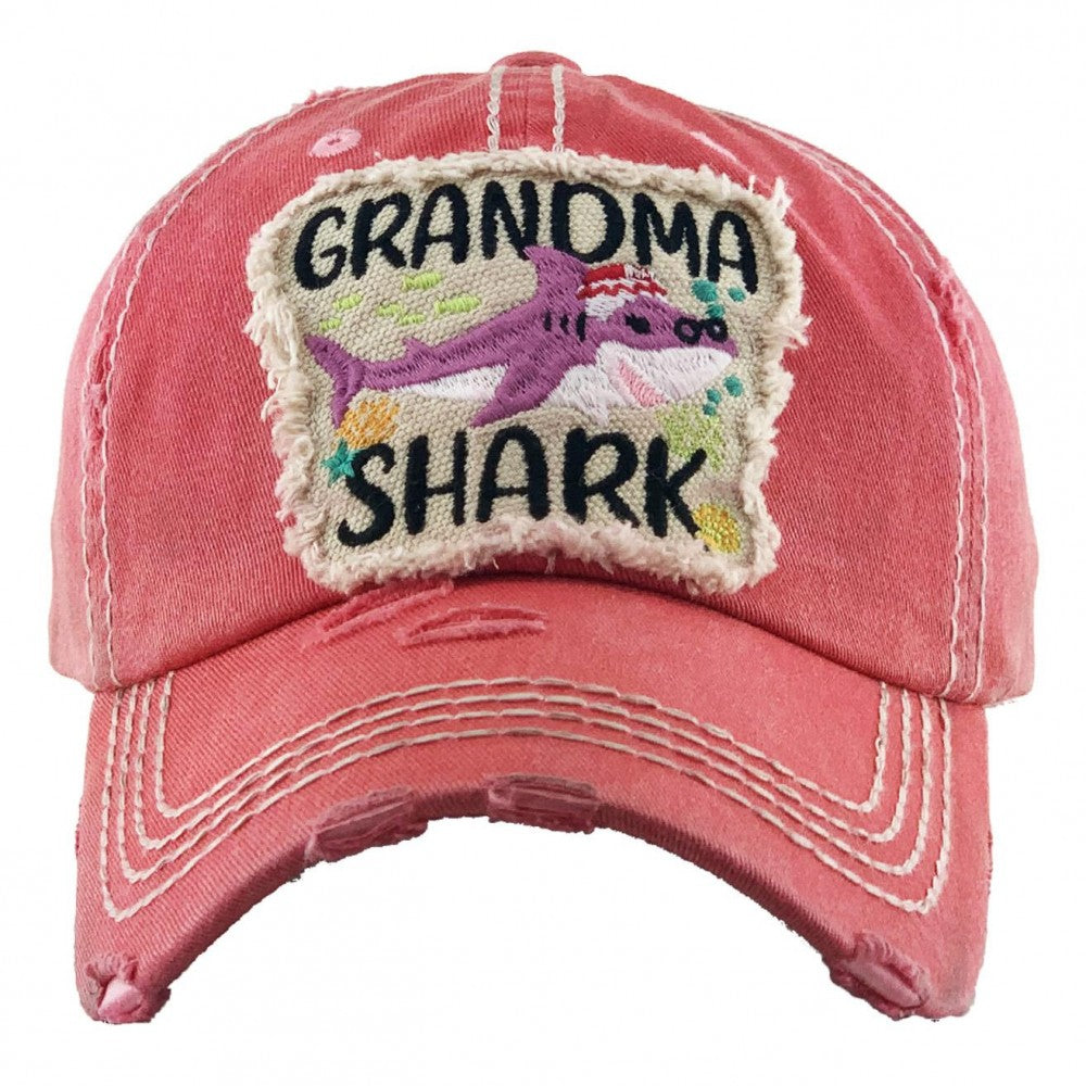 Vintage Distressed Grandma Shark Baseball Cap One fits most Adjustable