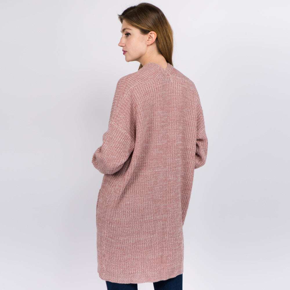 Solid Heather Knit Cardigan Pockets One fits most