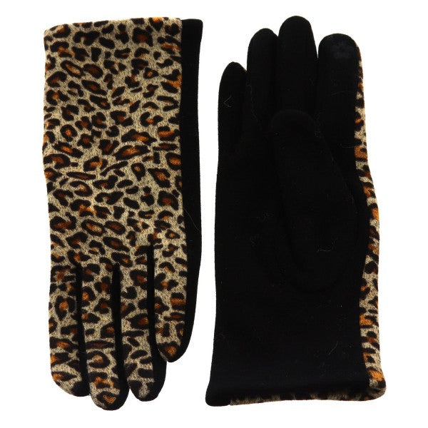 Women's Leopard Print Smart Touch Gloves Touchscreen Compatible