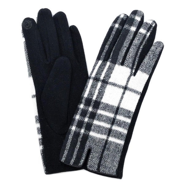 Plaid Print Smart Touch Gloves Touchscreen