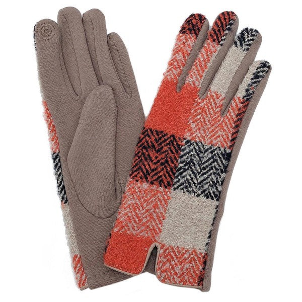 Plaid Print Smart Touch Gloves