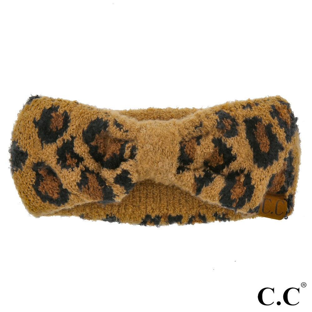 CC HW Leopard jacquard knit head wrap One fits most