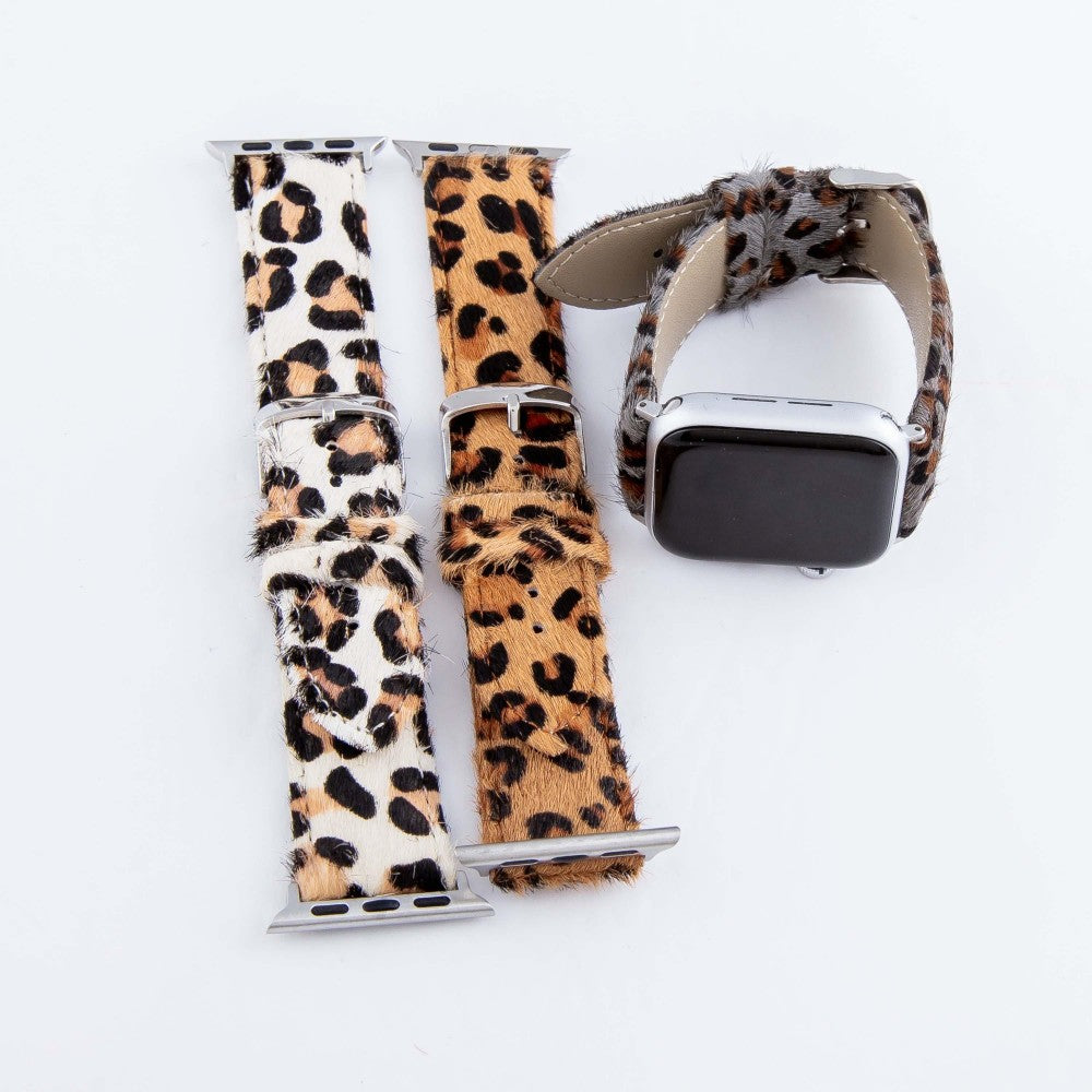 Genuine Leather Leopard Print Cow Hide Smart watch bracelet