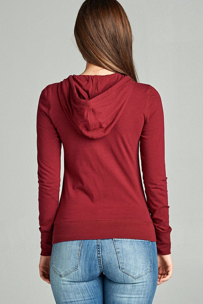 ALYSON full zip-up closure hoodie w/long sleeves and lined drawstring hood