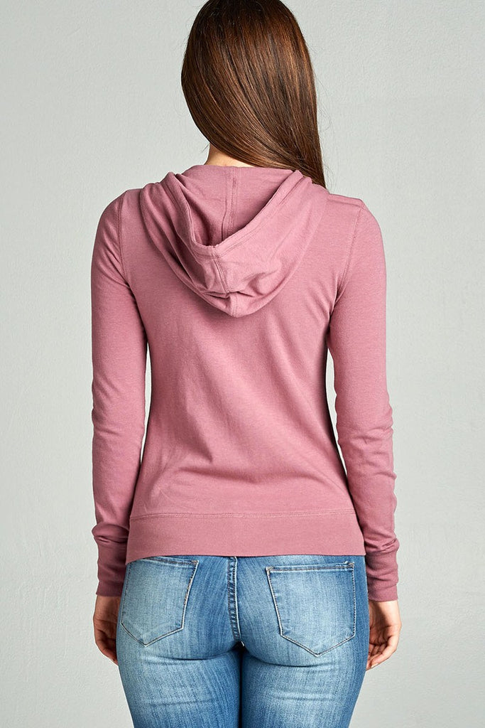 ALONDRA full zip-up closure hoodie w/long sleeves and lined drawstring hood