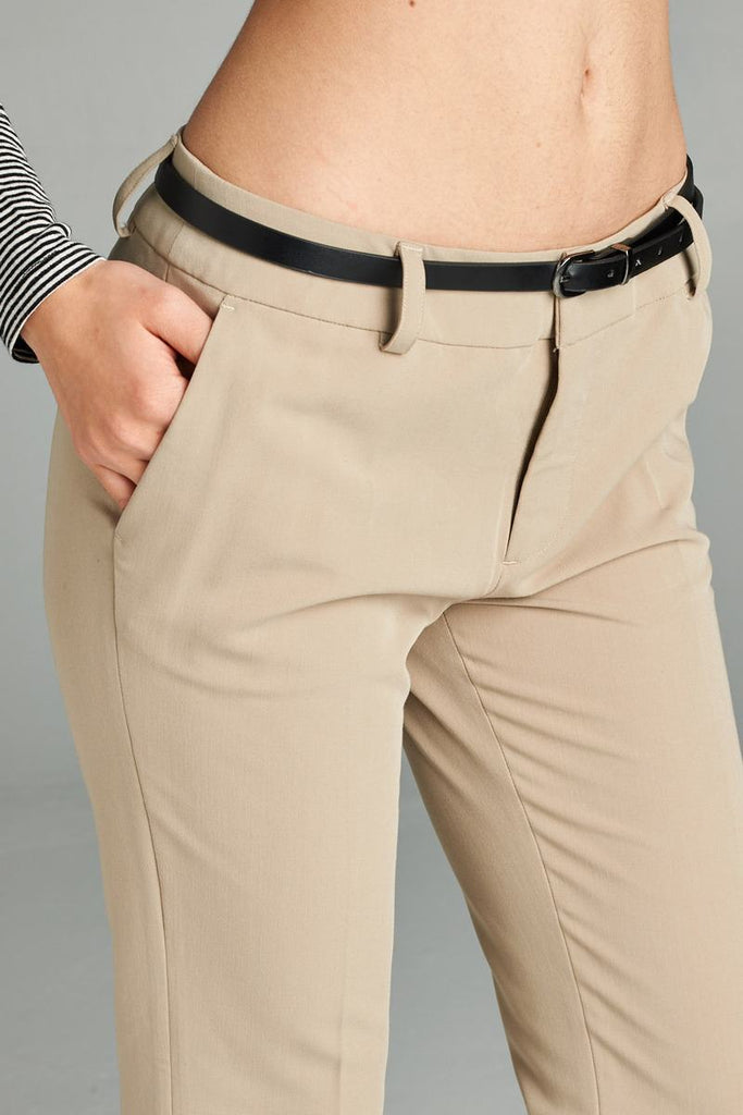 CASSIE classic woven pants w/ belt