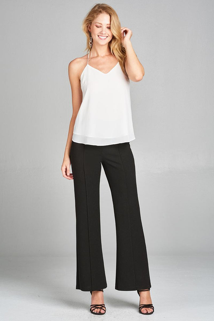 MOLLY V-neck w/open back double strap top