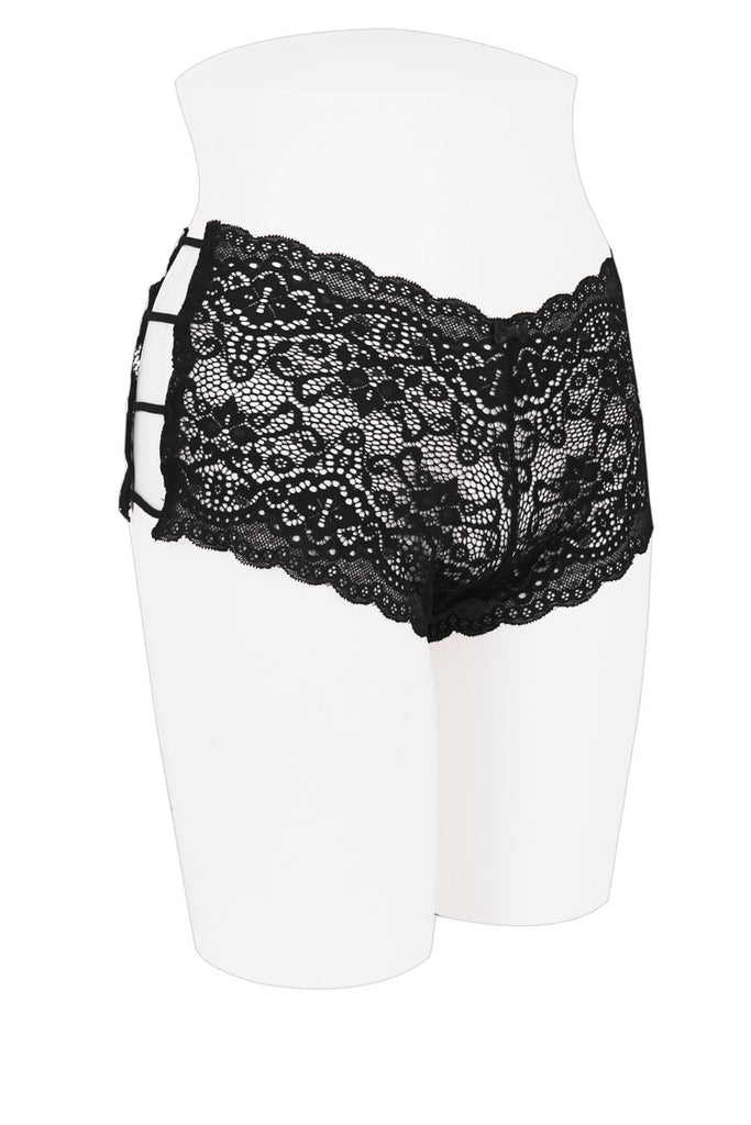 plus size caged lace hipster
