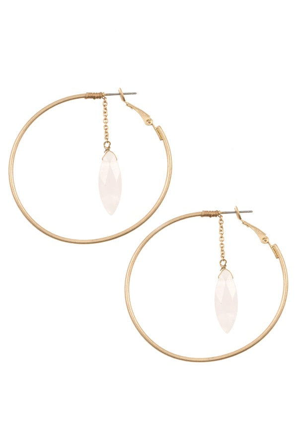 Ladies faceted semi precious marquise link round earring