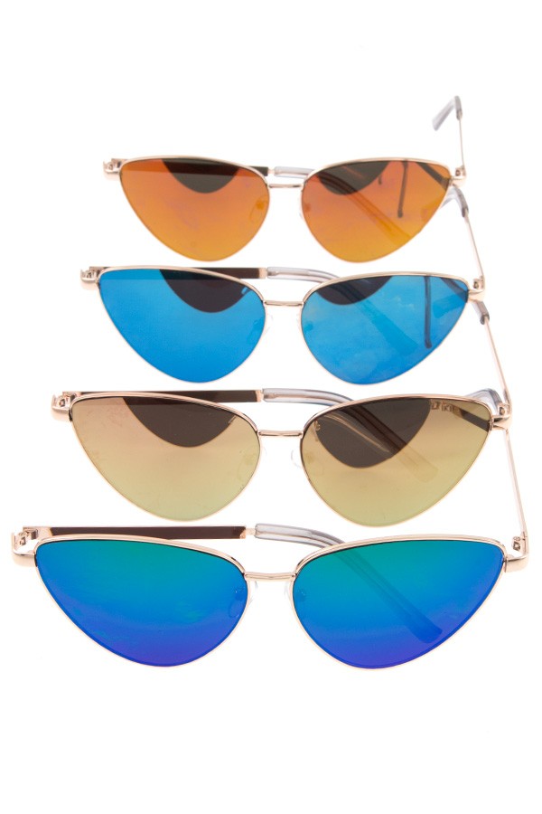 ALANIS Mirror lens cat eye framed sunglasses pack