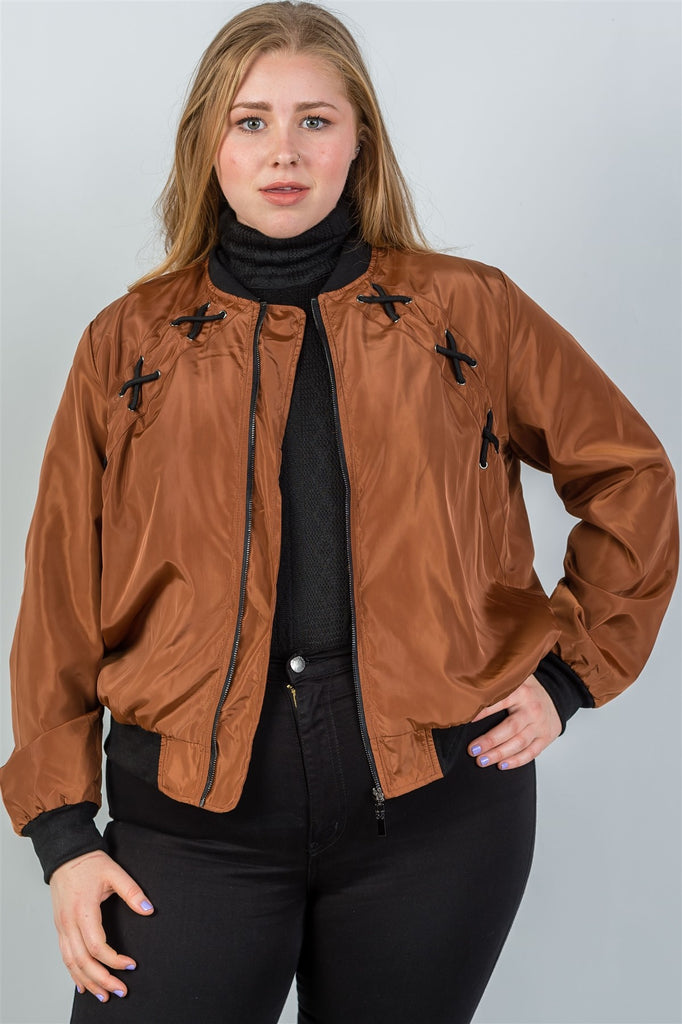 ALEXIS criss-cross sides bomber jacket