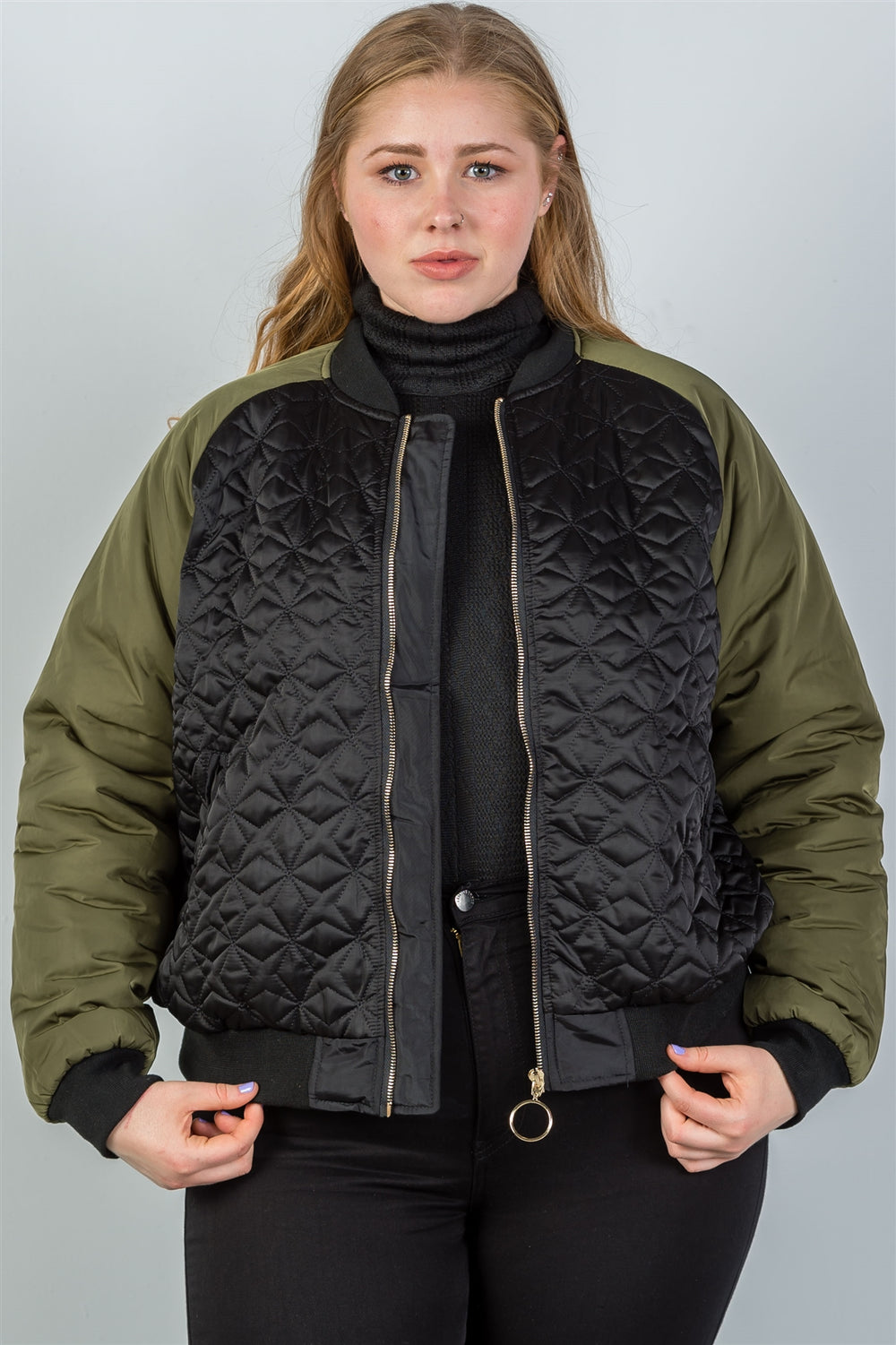 NORMA Black & olive quilted bomber jacket