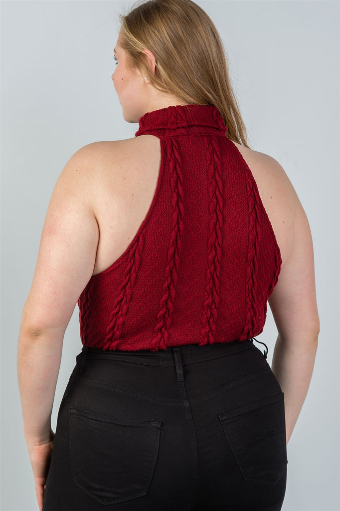 ISLA knit turtleneck sleeveless bodysuit