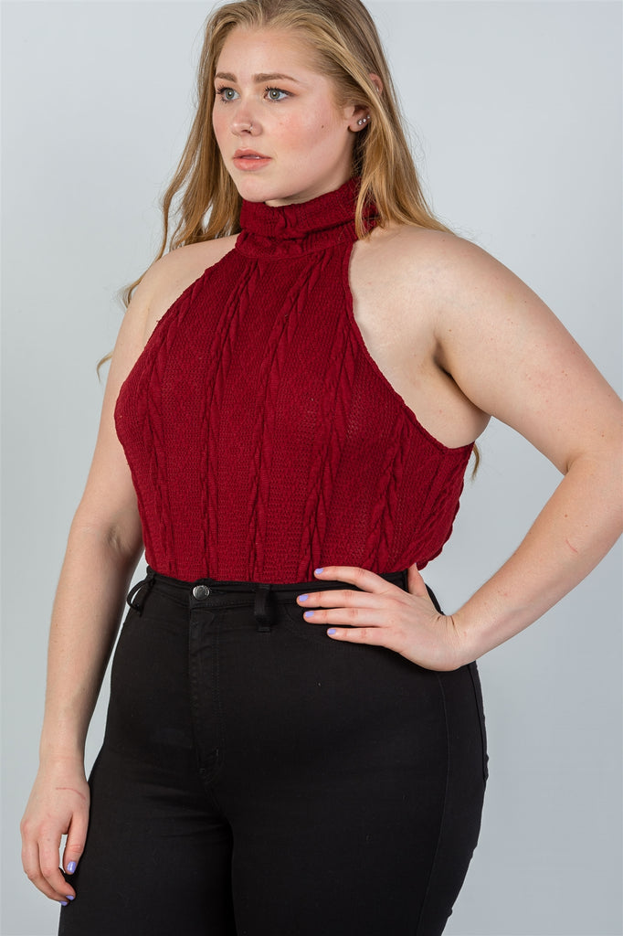 ISLA knit turtleneck sleeveless bodysuit
