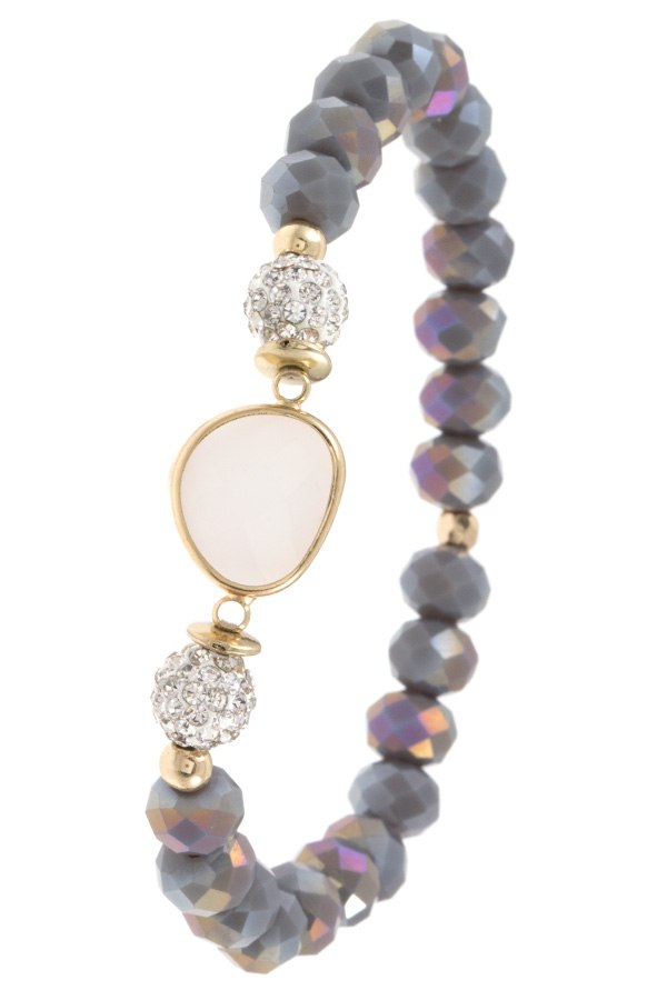 Ladies fashion faceted glass bead gemstone bracelet