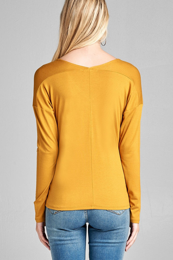 ARABELLA Long dolman sleeve v-neck rayon spandex knit top