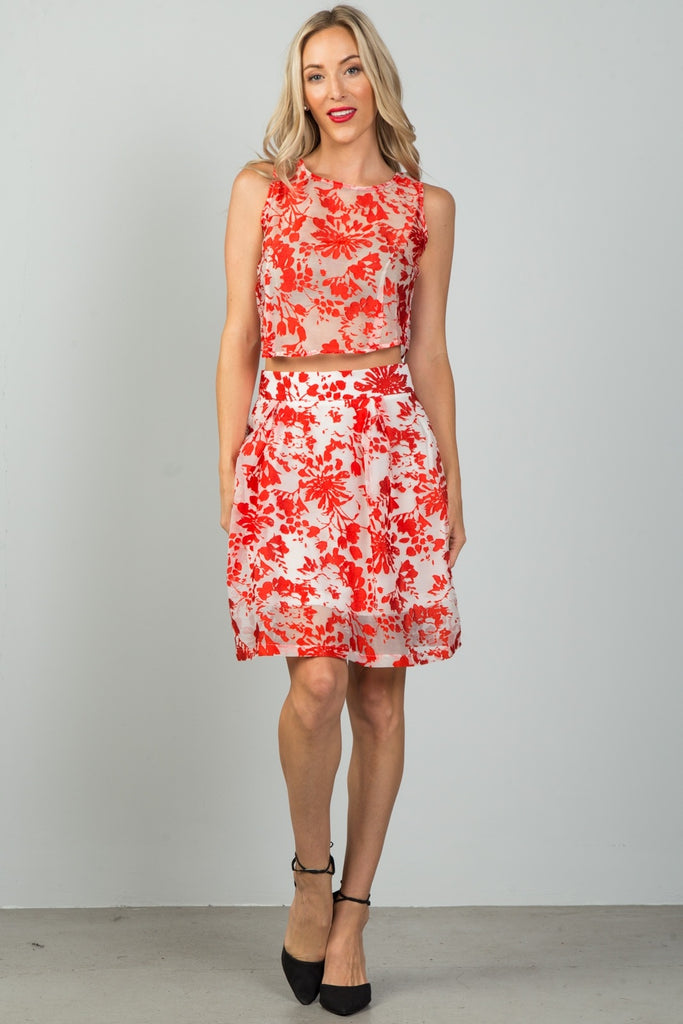 LYN floral embroidered skirt