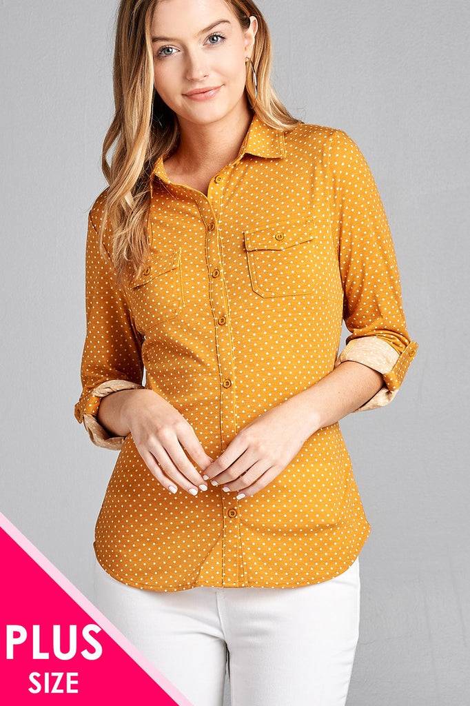 KRISTI 3/4 roll up sleeve front pocket detail shirts