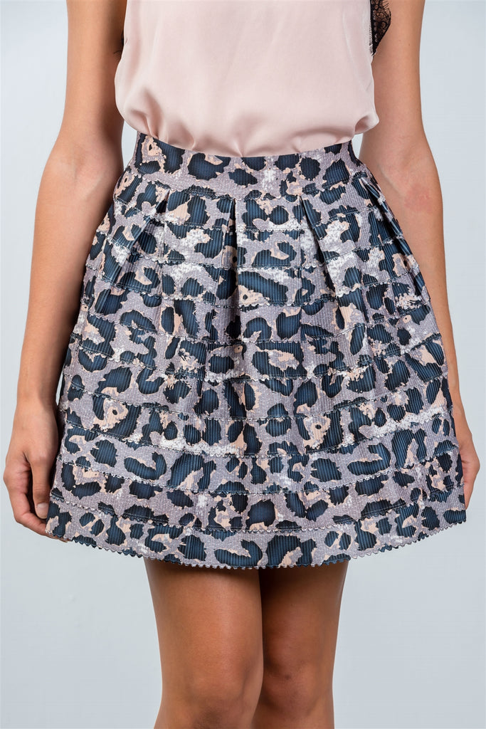 CAROLYN grey animal print mini skirt