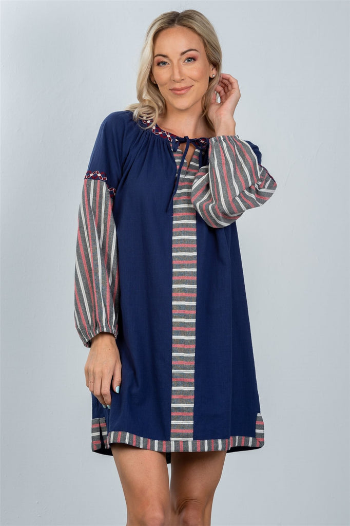 KARLA bohemian striped sleeve mini dress
