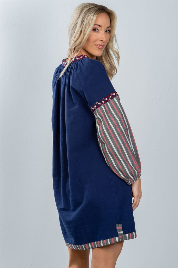 KARLA bohemian striped sleeve mini dress