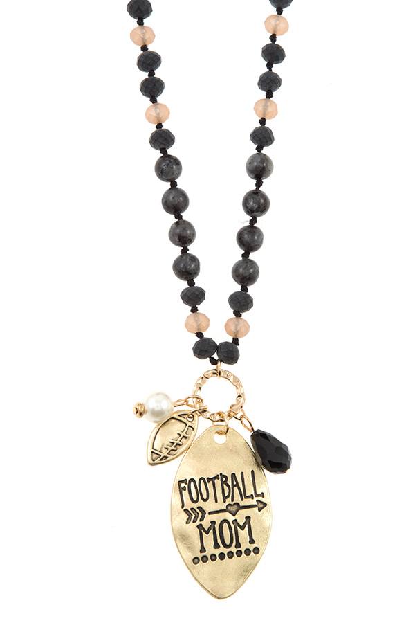 Football mom beaded necklace set