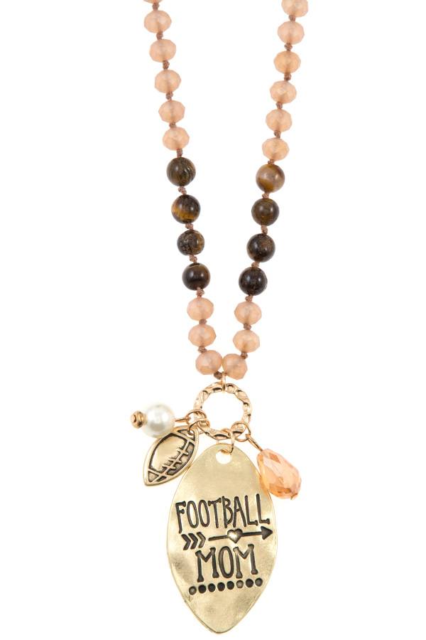 Football mom beaded necklace set