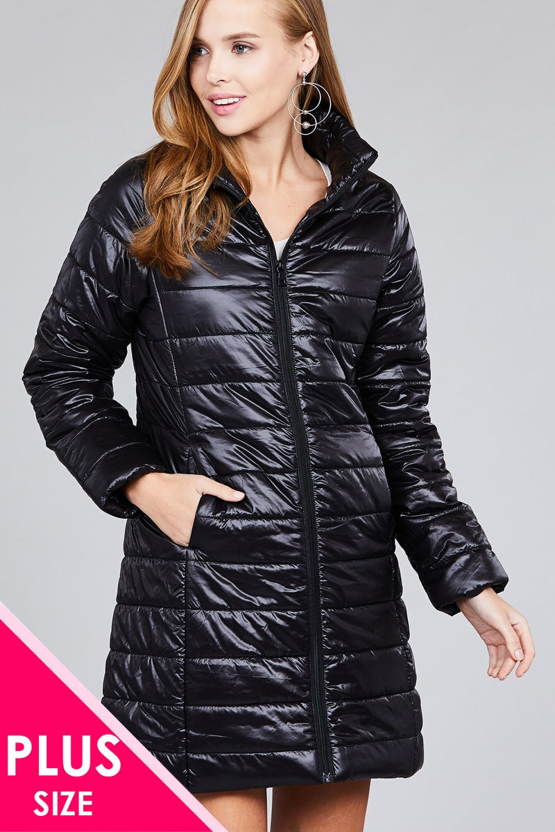 DONNA long sleeve quilted long padding jacket
