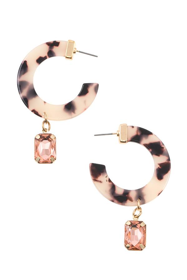 Semi circle resin drop gem earring