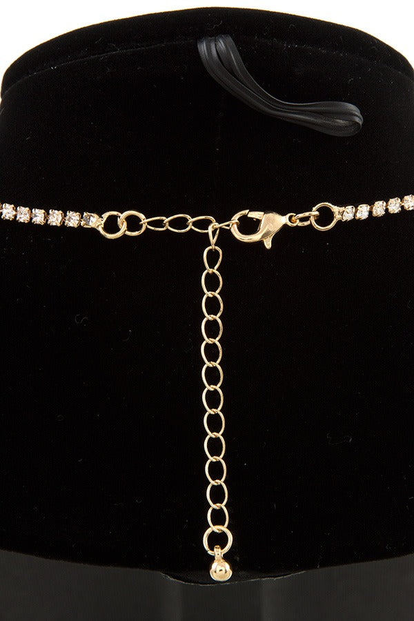 Crystal gem link choker necklace set