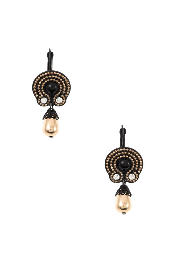 Dotted ornate drop bead dangle earring