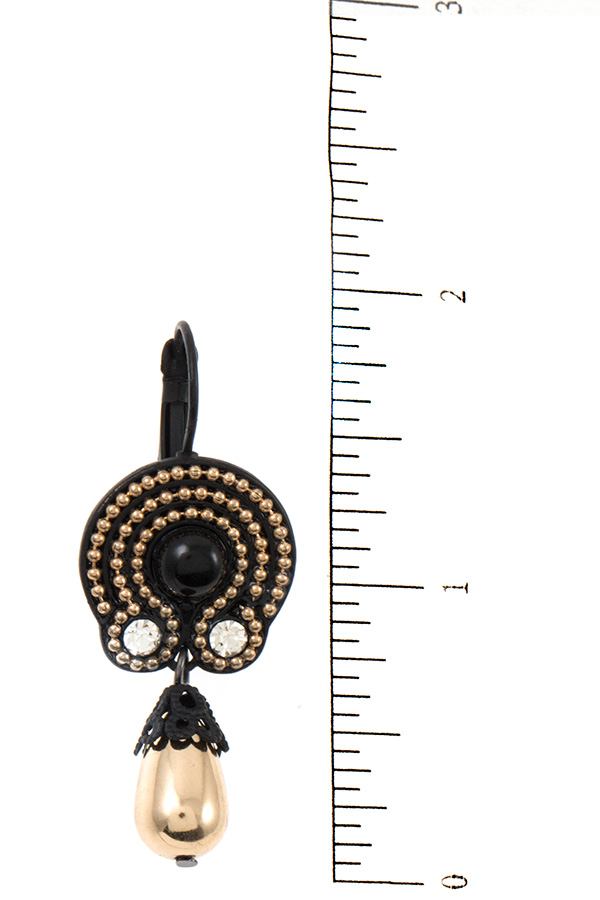 Dotted ornate drop bead dangle earring