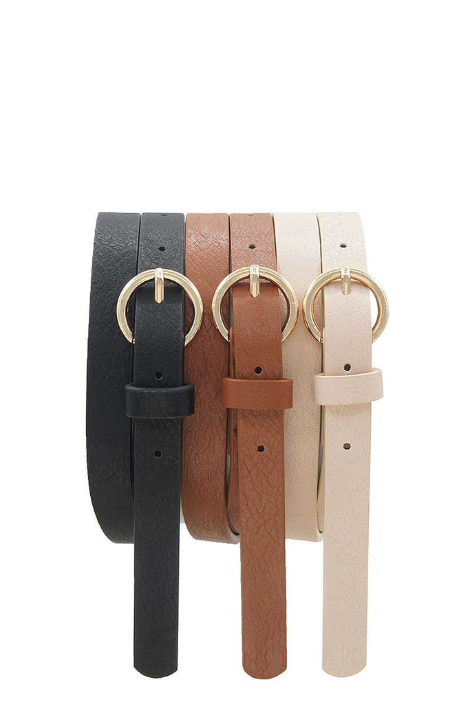Glossy trio buckle belt set