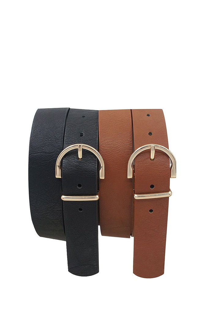 Skinny wide horseshoe buckle duo set belt