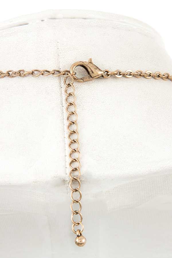 Detailed link dangle pendant chain necklace set