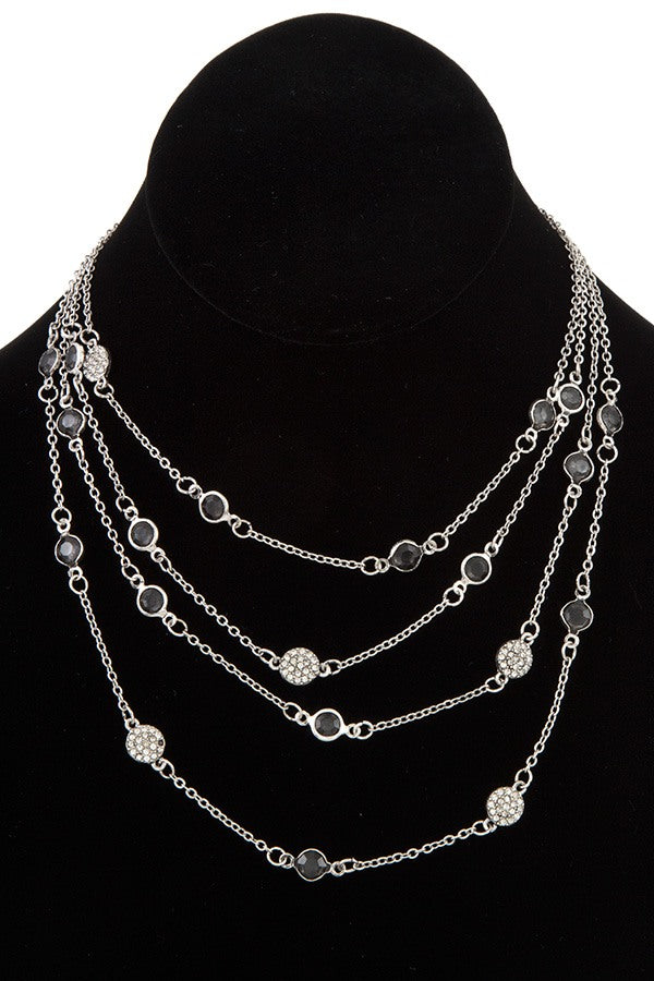 Multi layered crystal gem station necklace