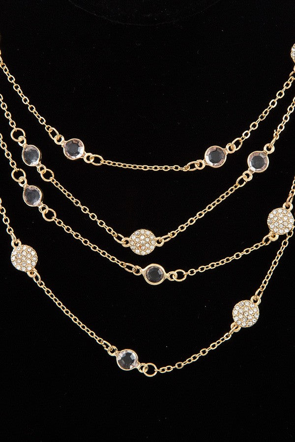 Multi layered crystal gem station necklace
