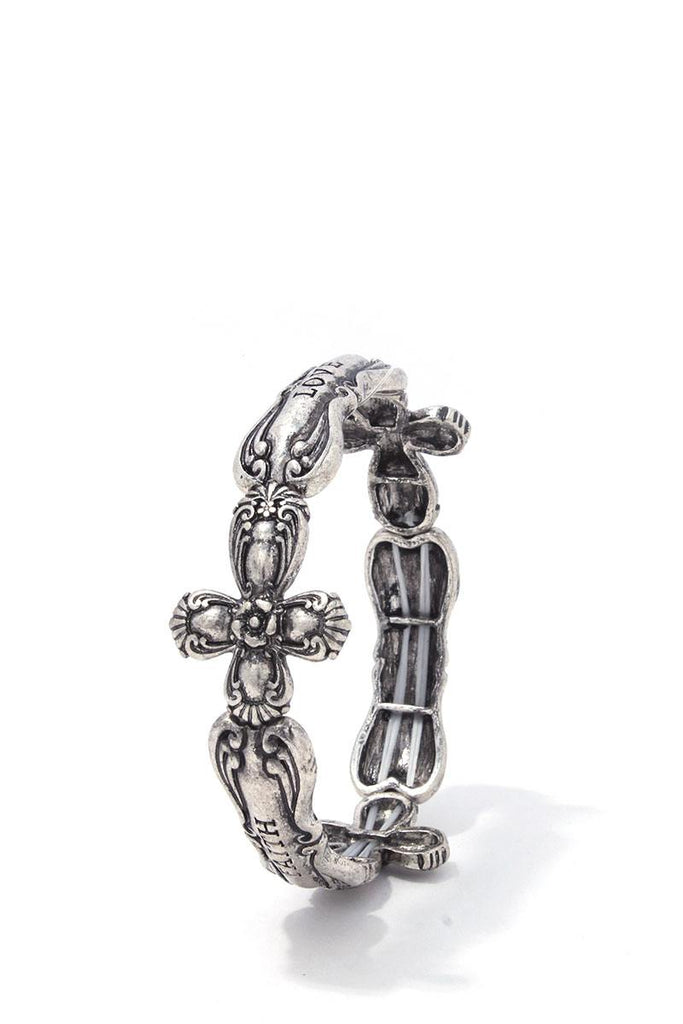 Cross quoted stretch bracelet