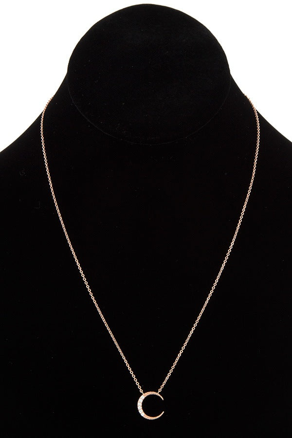 Cz stone semi round pendant necklace