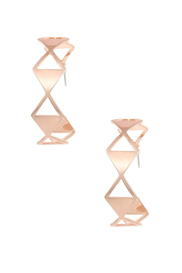 Diamond shape link semi hoop earring