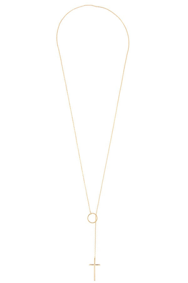 Ring cross lariat necklace