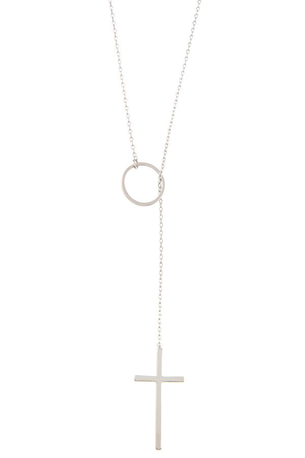 Ring cross lariat necklace