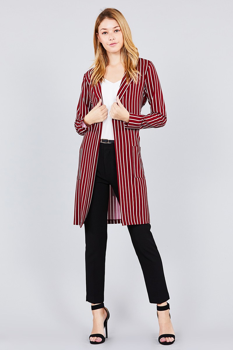 CLEO Long sleeve striped long jacket