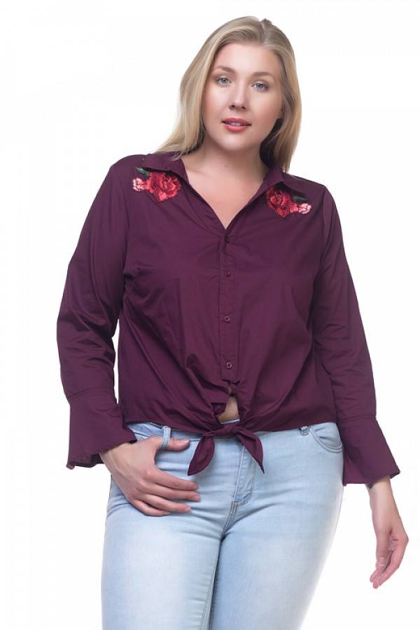 HAZEL Front tie embroidery shirts