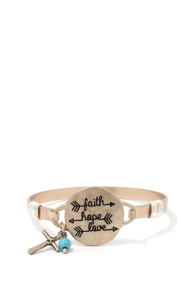 FAITH HOPE LOVE Engraved Metal Bracelet